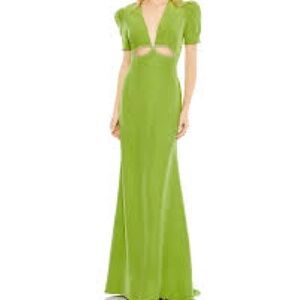 Mac Duggal Lime Green Cutout Maxi Dress